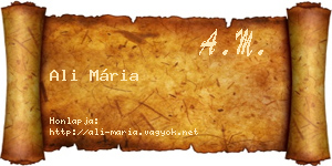 Ali Mária névjegykártya