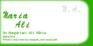 maria ali business card